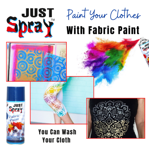"Just Spray Neon Blue Fabric acrylic Spray Paint for Fabric, cloth, Tharmocol, permanent paint for fabric, Art & craft, DIY, specially for all kind of cloths 400ml Neon Blue FR7