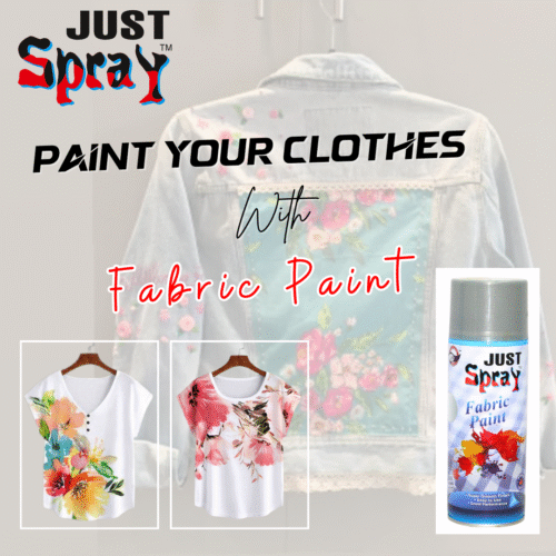 "Just Spray Shimmer Silver Fabric acrylic Spray Paint for Fabric, cloth, Tharmocol, permanent paint for fabric, Art & craft, DIY, specially for all kind of cloths 400ml Shimmer Silver FRM129