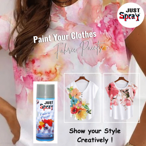 "Just Spray Shimmer Silver Fabric acrylic Spray Paint for Fabric, cloth, Tharmocol, permanent paint for fabric, Art & craft, DIY, specially for all kind of cloths 400ml Shimmer Silver FRM129