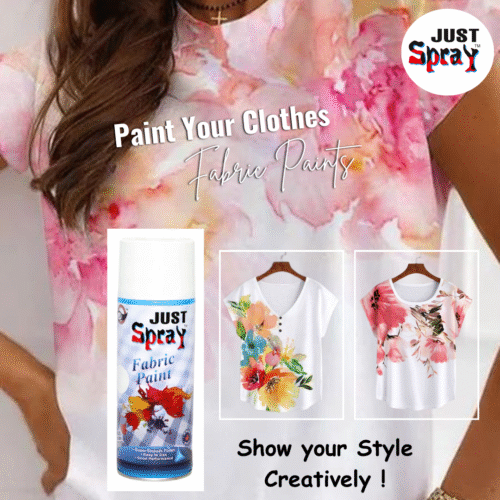 "Just Spray White Fabric acrylic Spray Paint for Fabric, cloth, Tharmocol, permanent paint for fabric, Art & craft, DIY, specially for all kind of cloths 400ml White FR9010