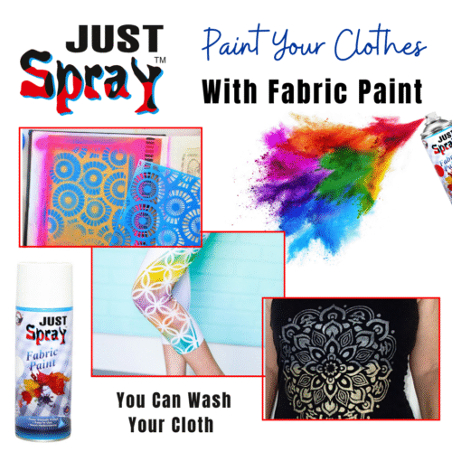 "Just Spray White Fabric acrylic Spray Paint for Fabric, cloth, Tharmocol, permanent paint for fabric, Art & craft, DIY, specially for all kind of cloths 400ml White FR9010