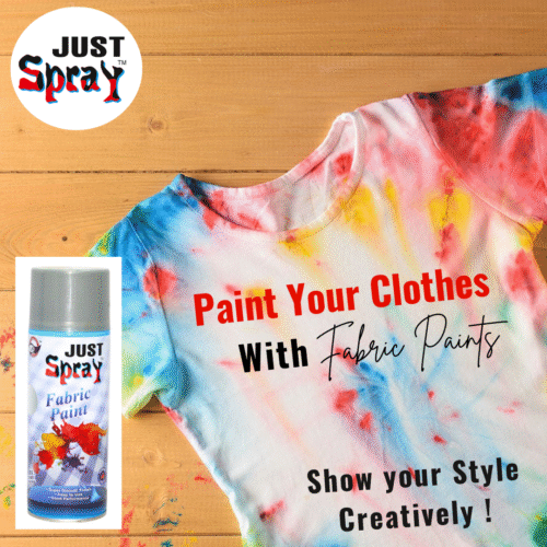 "Just Spray Shimmer Silver Fabric acrylic Spray Paint for Fabric, cloth, Tharmocol, permanent paint for fabric, Art & craft, DIY, specially for all kind of cloths 400ml Shimmer Silver FRM129