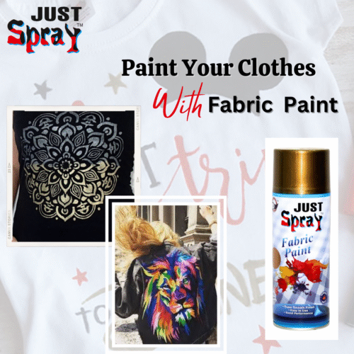 "Just Spray Shimmer Gold Fabric acrylic Spray Paint for Fabric, cloth, Tharmocol, permanent paint for fabric, Art & craft, DIY, specially for all kind of cloths 400ml Shimmer Gold FR928