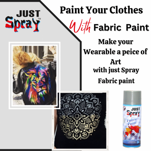 "Just Spray Shimmer Silver Fabric acrylic Spray Paint for Fabric, cloth, Tharmocol, permanent paint for fabric, Art & craft, DIY, specially for all kind of cloths 400ml Shimmer Silver FRM129