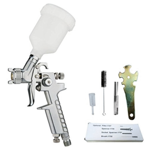 "Auarita H827 Hvlp Spray Paint Gun With Color Bucket & Tools Nozzle Size 1.3Mm & Cup Capacity 600Ml (Chrome)