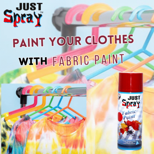 "Just Spray Red Fabric acrylic Spray Paint for Fabric, cloth, Tharmocol, permanent paint for fabric, Art & craft, DIY, specially for all kind of cloths 400ml Red FR11