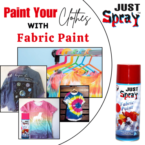 "Just Spray Red Fabric acrylic Spray Paint for Fabric, cloth, Tharmocol, permanent paint for fabric, Art & craft, DIY, specially for all kind of cloths 400ml Red FR11