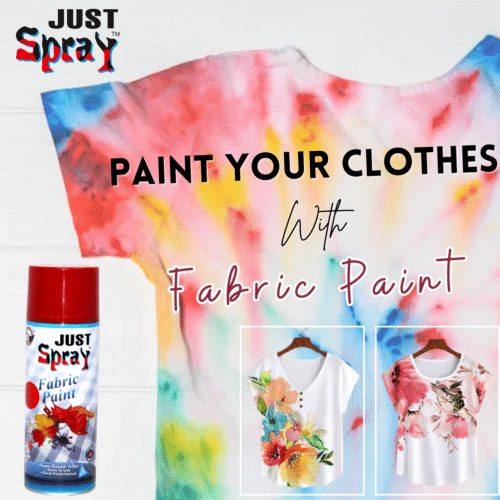 "Just Spray Red Fabric acrylic Spray Paint for Fabric, cloth, Tharmocol, permanent paint for fabric, Art & craft, DIY, specially for all kind of cloths 400ml Red FR11