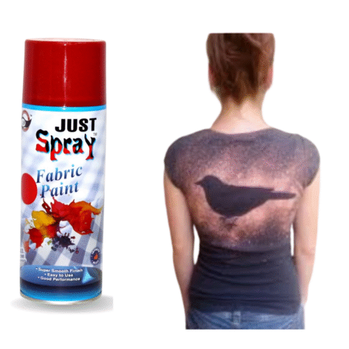 "Just Spray Red Fabric acrylic Spray Paint for Fabric, cloth, Tharmocol, permanent paint for fabric, Art & craft, DIY, specially for all kind of cloths 400ml Red FR11