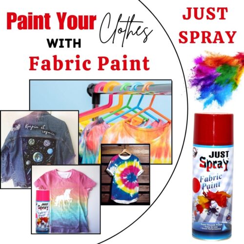 "Just Spray Red Fabric acrylic Spray Paint for Fabric, cloth, Tharmocol, permanent paint for fabric, Art & craft, DIY, specially for all kind of cloths 400ml Red FR11