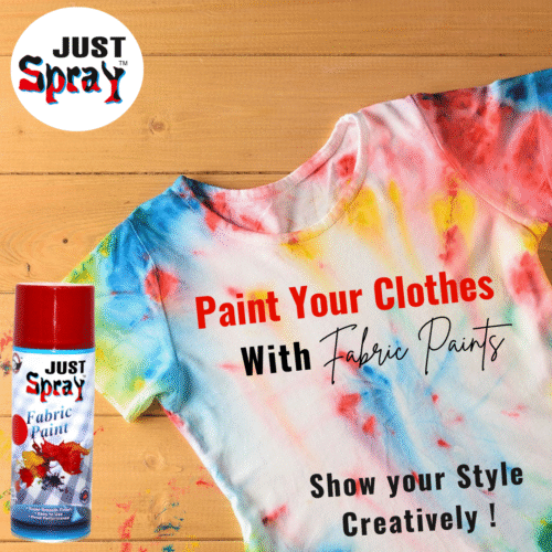 "Just Spray Red Fabric acrylic Spray Paint for Fabric, cloth, Tharmocol, permanent paint for fabric, Art & craft, DIY, specially for all kind of cloths 400ml Red FR11