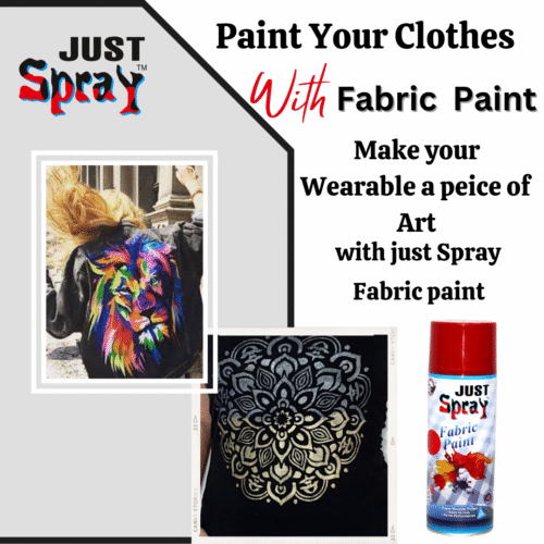 "Just Spray Red Fabric acrylic Spray Paint for Fabric, cloth, Tharmocol, permanent paint for fabric, Art & craft, DIY, specially for all kind of cloths 400ml Red FR11