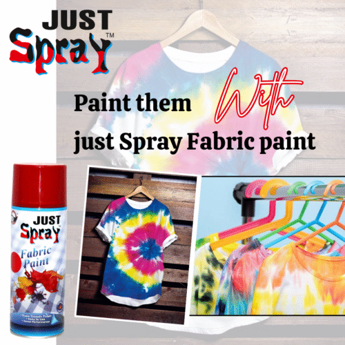 "Just Spray Red Fabric acrylic Spray Paint for Fabric, cloth, Tharmocol, permanent paint for fabric, Art & craft, DIY, specially for all kind of cloths 400ml Red FR11