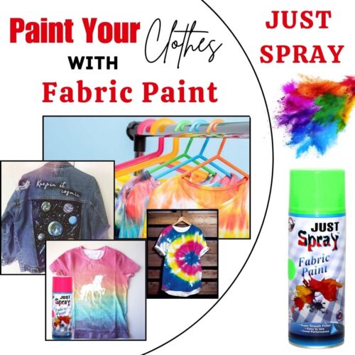 "Just Spray Neon Green Fabric acrylic Spray Paint for Fabric, cloth, Tharmocol, permanent paint for fabric, Art & craft, DIY, specially for all kind of cloths 400ml Neon Green FR5