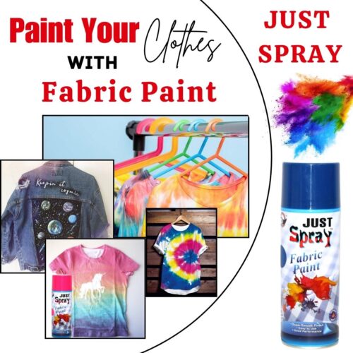 "Just Spray Neon Blue Fabric acrylic Spray Paint for Fabric, cloth, Tharmocol, permanent paint for fabric, Art & craft, DIY, specially for all kind of cloths 400ml Neon Blue FR7
