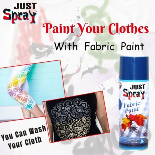 "Just Spray Neon Blue Fabric acrylic Spray Paint for Fabric, cloth, Tharmocol, permanent paint for fabric, Art & craft, DIY, specially for all kind of cloths 400ml Neon Blue FR7