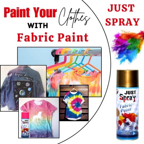 "Just Spray Shimmer Gold Fabric acrylic Spray Paint for Fabric, cloth, Tharmocol, permanent paint for fabric, Art & craft, DIY, specially for all kind of cloths 400ml Shimmer Gold FR928