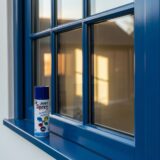 blue color spray paint for window