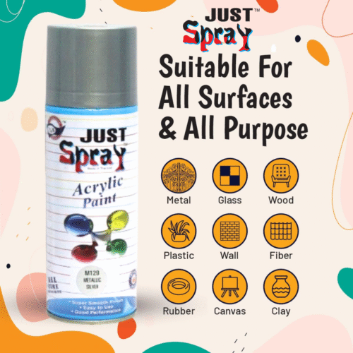 Metallic Silver Glossy Finish Acrylic Spray Paint (M129)