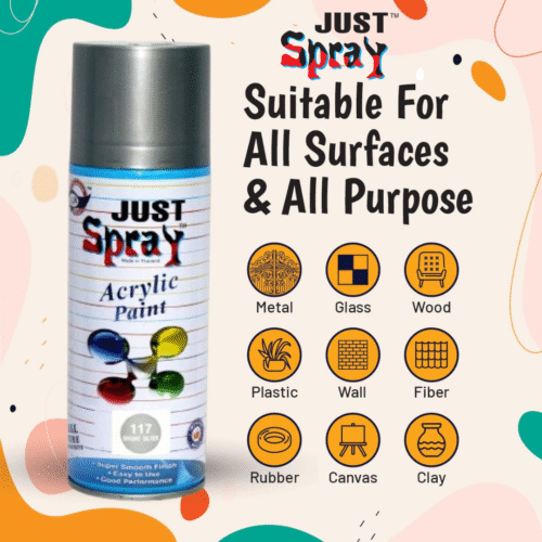 Bright Silver Glossy Finish Acrylic Spray Paint (117)